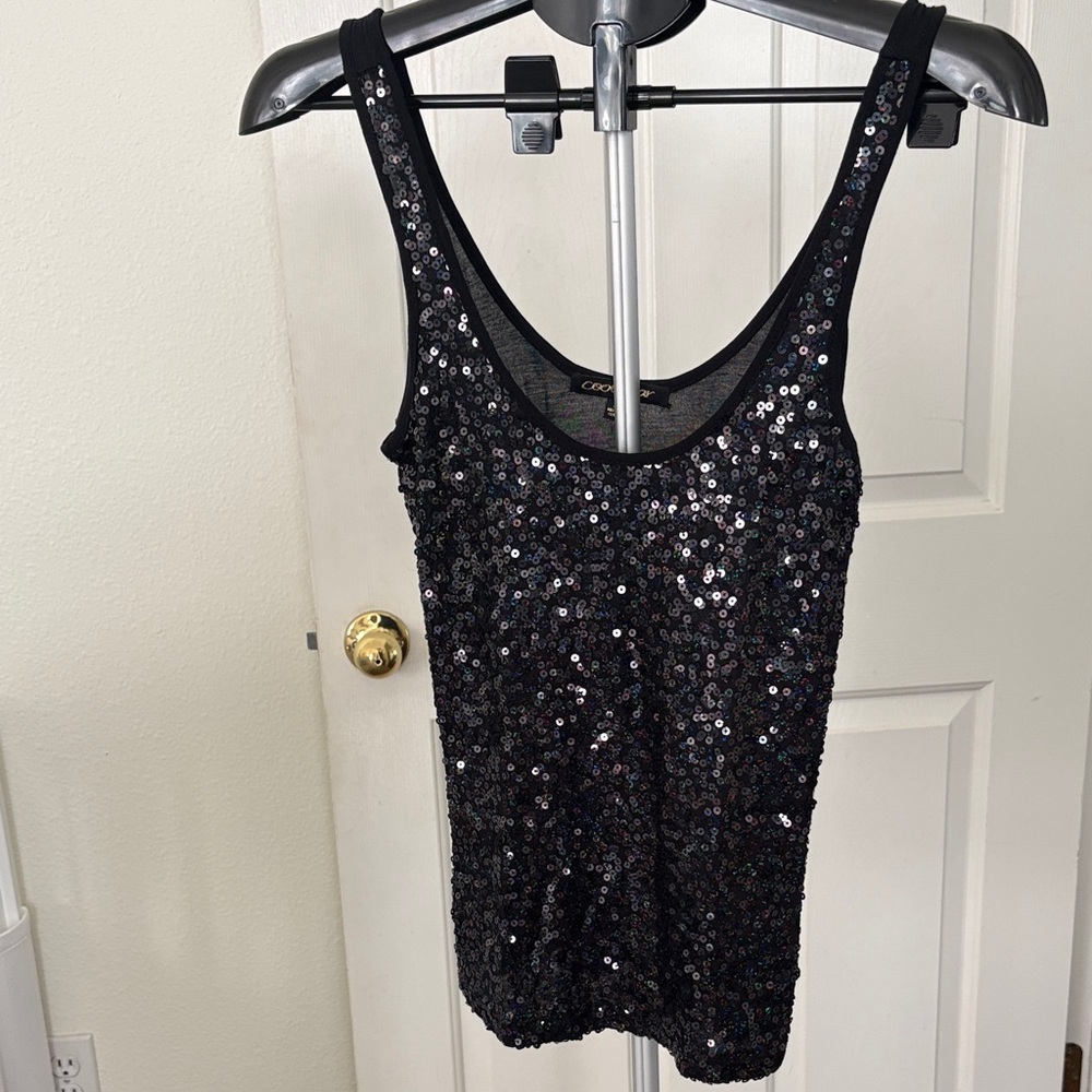 Glamorous Black Sequin Tank Top